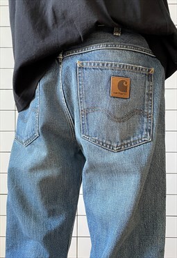 Vintage CARHARTT Jeans Washed Denim Baggy Pants Blue