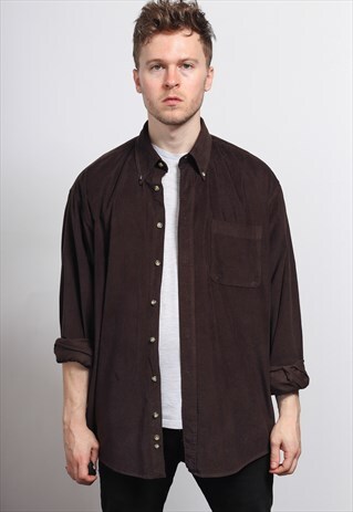 VINTAGE CORDUROY CORD SHIRT BROWN