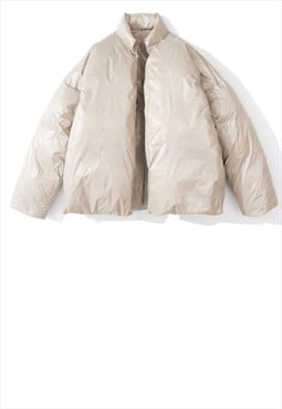 Kanye bomber jacket cropped solid unusual puffer in cream