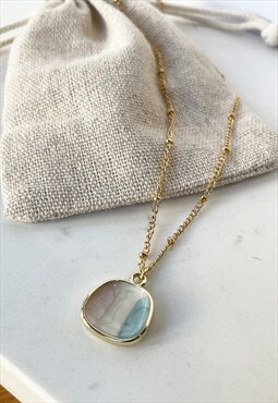 Gold Satellite Chain Pastel Pendant With Gift Bag