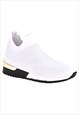 ARIZONA SLIP ON SOCK TRAINER WITH GOLD DETAIL IN WHITE