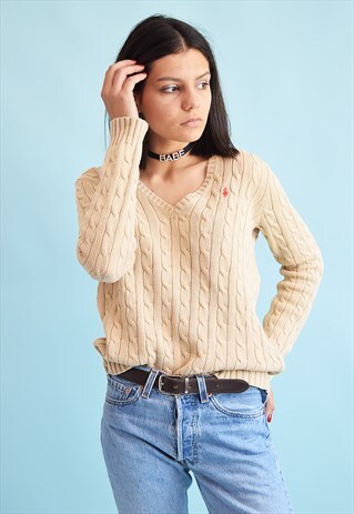 90'S RETRO DESIGNER OVERSIZED ARAN STYLE KNIT JUMPER TOP