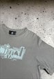 VINTAGE MENS GREY ANIMAL SPELL OUT T SHIRT