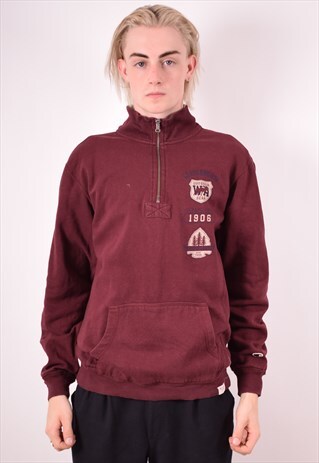 CHAMPION MENS VINTAGE SWEATSHIRT JUMPER MEDIUM MAROON 90S