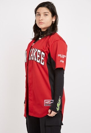 VINTAGE RED RAWLINGS BUTTON DOWN JERSEY
