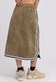 VARSITY CANDLE PRINT A-LINE SKIRT IN ACID GREEN