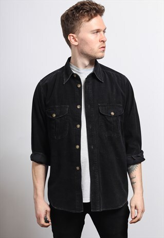 VINTAGE CORDUROY CORD SHIRT BLACK