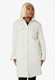 Cream Diamond Quilted Design Padded Longline Jacket