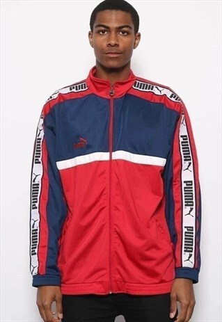 VINTAGE PUMA TAPE LOGO TRACK JACKET BLUE