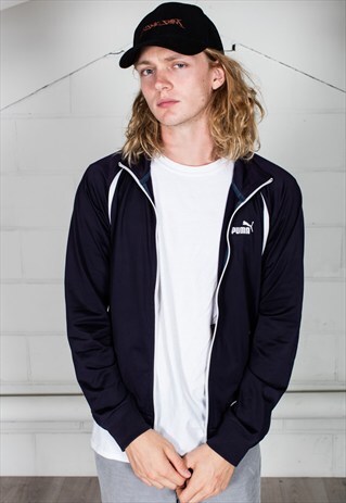 VINTAGE NAVY PUMA LOGO TRACK TOP