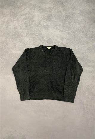 DOCKERS KNITTED JUMPER V-NECK GRANDAD SWEATER 