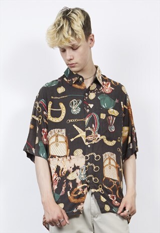 VINTAGE 90'S LUCKY HORSE SHOE PRINT SHIRT