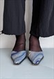 Vintage Y2K gorgeous beaded swirly mules in blue tones