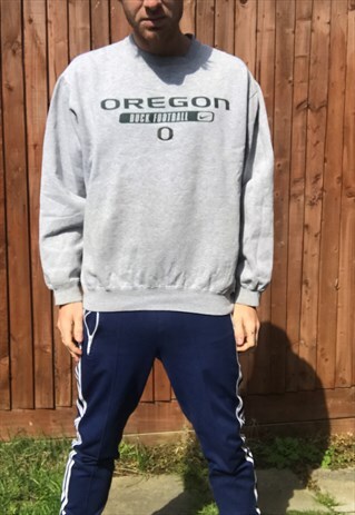 VINTAGE NIKE OREGON FOOTBALL CREW NECK SWEATSHIRT L COLLEGE