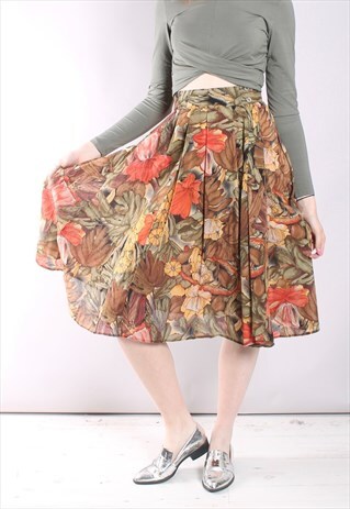 VINTAGE 80S MIDI WRAP SKIRT IN DUSKY FLORAL PRINT