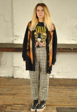 VINTAGE 80S PATTERNED OVERSIZED COATIGAN CARDIGAN
