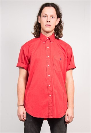 VINTAGE 90'S RED SHORT SLEEVE RALPH LAUREN SHIRT