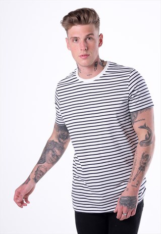 ESSENTIAL STRIPED T-SHIRT - WHITE/BLACK