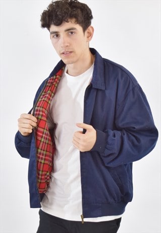 VINTAGE 90S NAVY BLUE HARRINGTON BOMBER JACKET