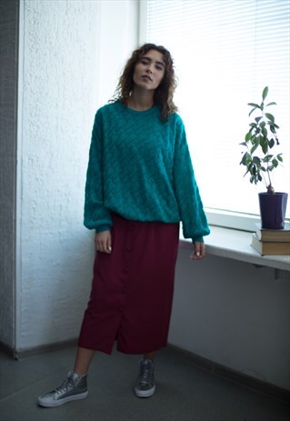 VINTAGE 80'S GREEN ROUND NECK JUMPER