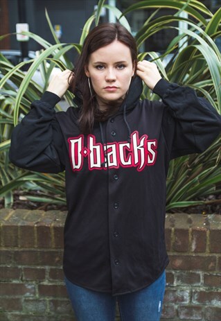 VINTAGE BLACK BUTTONED HOODIE WITH TEAM LOGO