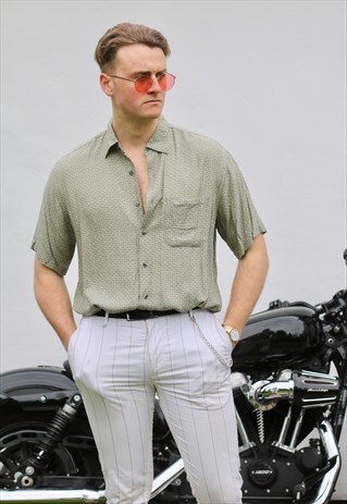 PERRY ELLIS CROSSHATCH PISTACHIO LIGHTWEIGHT VINTAGE SHIRT