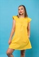 Rose Yellow Cotton Canvas A-line Shift Dress