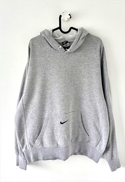 Vintage Nike centre logo grey embroidered hoodie large 