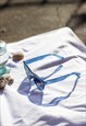 TRANSPARENT BLUE CHUNKY SEMI CAT EYE SUNGLASSES