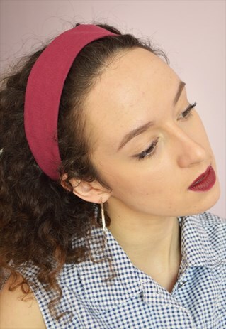 HANDMADE BURGUNDY LINEN HEADBAND