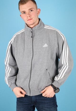 VINTAGE ADIDAS TRACK JACKET IN GREY NJ477