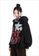 GRAFFITI HOODIE SLOGAN PULLOVER RUDE SKATER TOP IN BLACK