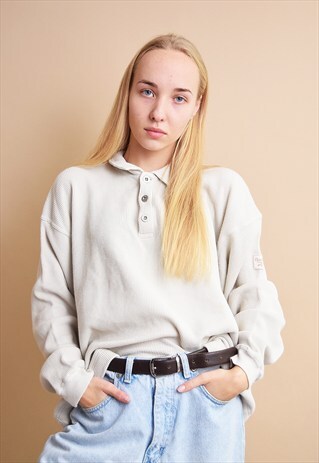 COOL VINTAGE 90'S RETRO MINIMALIST NEUTRAL SWEATER TOP