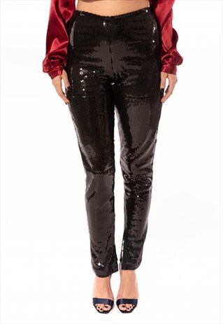BLACK SEQUIN PANTS