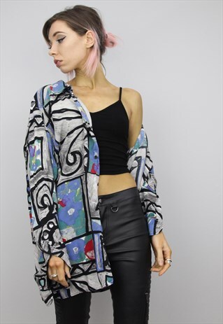 VINTAGE 80S/90S OVERSIZED PATTERNED SHIRT