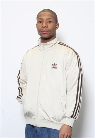 VINTAGE ADIDAS LOGO TRACK TOP JACKET BEIGE