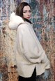 FLEECE HOODIE LOOSE FIT FLUFFY PULLOVER HOODED JUMPER CREAM