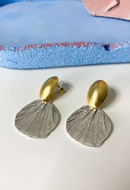 Mixed Metals Shell Drop Earrings