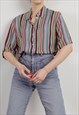 Vintage 90s Prolonged Multicolor Stripe Drop Shoulder Shirt