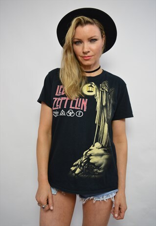 VINTAGE 90S LED ZEPPELIN BLACK ROCK T-SHIRT TEE GRUNGE