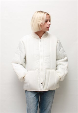 VINTAGE 90' FUTURISTIC WHITE BOMBER JACKET