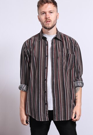 VINTAGE CORDUROY CORD STRIPED SHIRT