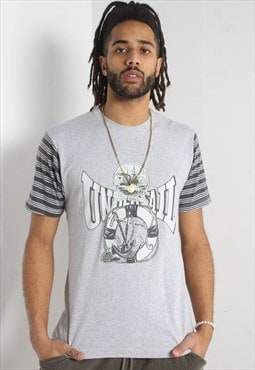 Vintage 90's Graphic Crew Neck T-Shirt - Grey