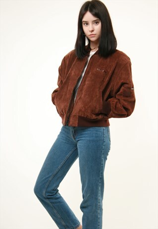 90S VINTAGE VTG RARE SUEDE BOMBER JACKET 276