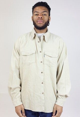 VINTAGE 90S BEIGE CORD SHIRT