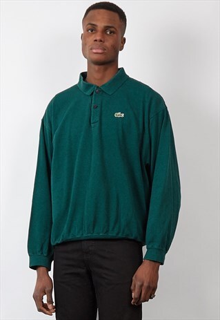 VINTAGE 80'S LACOSTE DARK GREEN POLO SWEATSHIRT