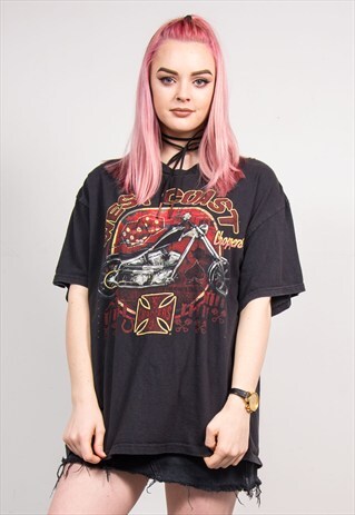 VINTAGE 90'S BLACK MOTOCYCLE WEST COAST CHOPPERS T-SHIRT