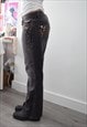 VINTAGE Y2K NEXT LOW RISE FLARE JEANS GREY & PURPLE GEMS