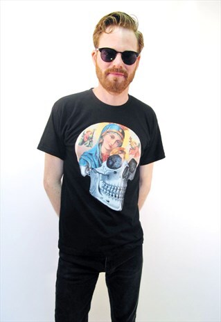 VIRGIN MARY SKULL BLACK TSHIRT