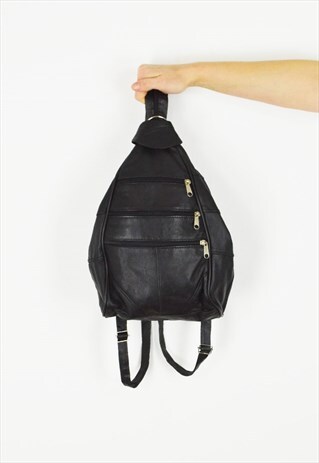 BLACK LEATHER RUCKSACK BAG